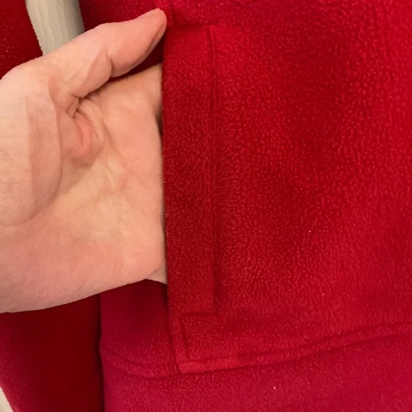 Lauren Ralph Lauren Red Zip-Up Hooded Fleece with Gold Crest - Picture 4 of 9